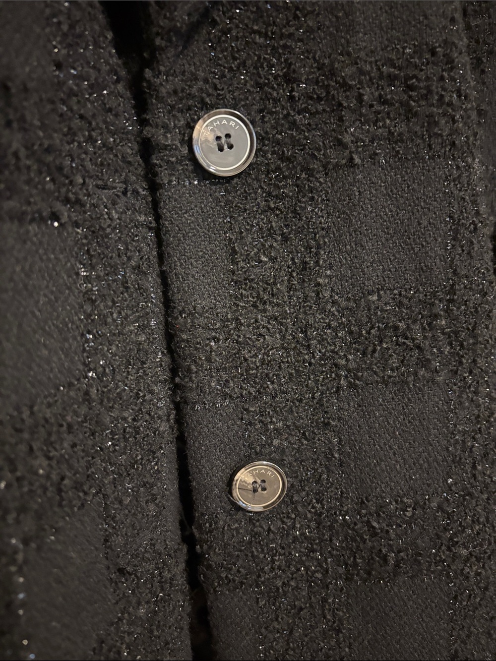 Tahari Black Women's Pea Coat with Subtle Sparkle - Picture 3 of 7